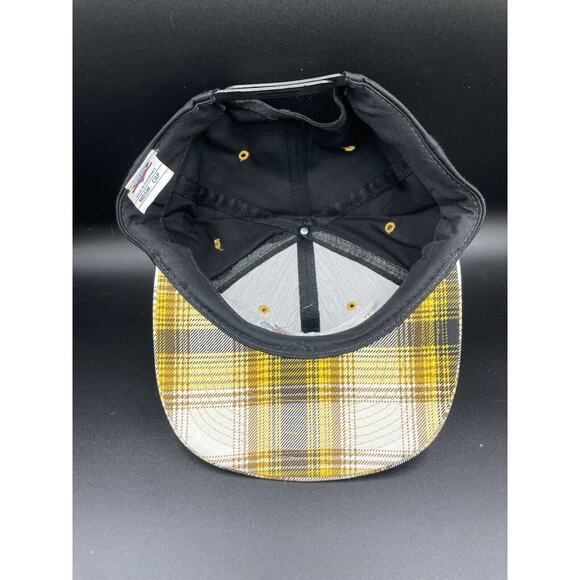 Vtg Plaid Hat Trucker Snapback Cap Nissin Tractor Pull Yellow Embroidered - Picture 6 of 7